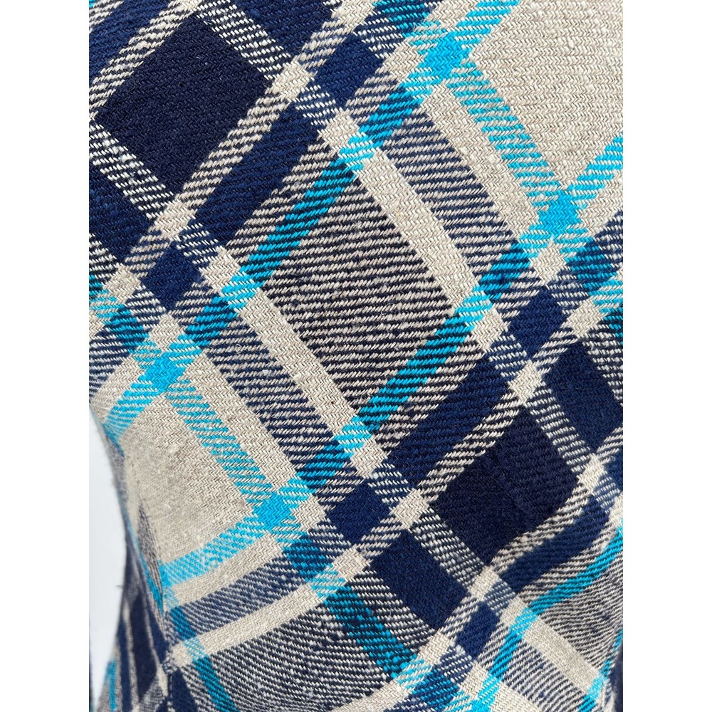 Smythe Plaid Blazer in Navy, Teal & Cream with Leather Elbow Patches - Picture 12 of 15